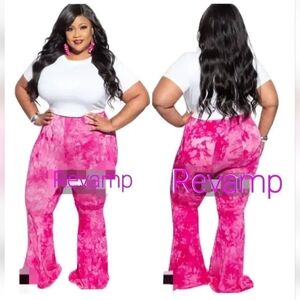 Vibrant Pink Tie-Dye Flare Pants